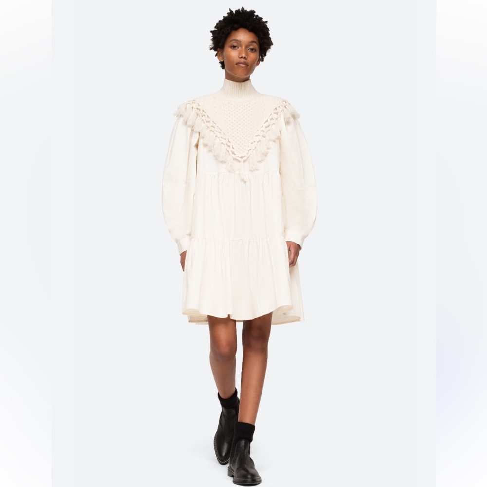 Sea New York Ivory Seersucker Long Sleeve Dress - Size 8